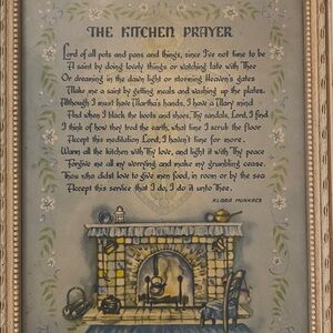 Vintage Framed “The Kitchen Prayer" by Klara Munkres.
